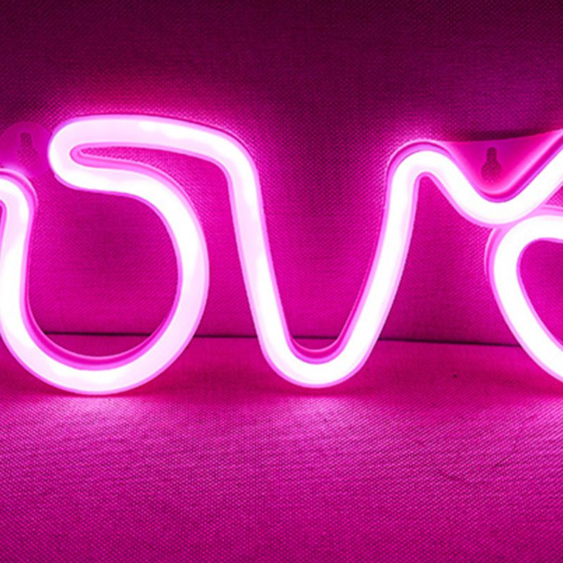 LED Love Neon Sign PS Board and Acrylic Love Sign Lamp with Hanging Holes for Confession Marriage Proposal Pink Battery Powered - Image 2