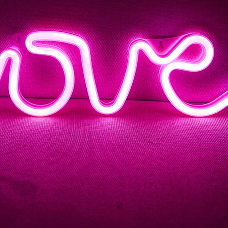 LED Love Neon Sign PS Board and Acrylic Love Sign Lamp with Hanging Holes for Confession Marriage Proposal Pink Battery Powered - Image 4