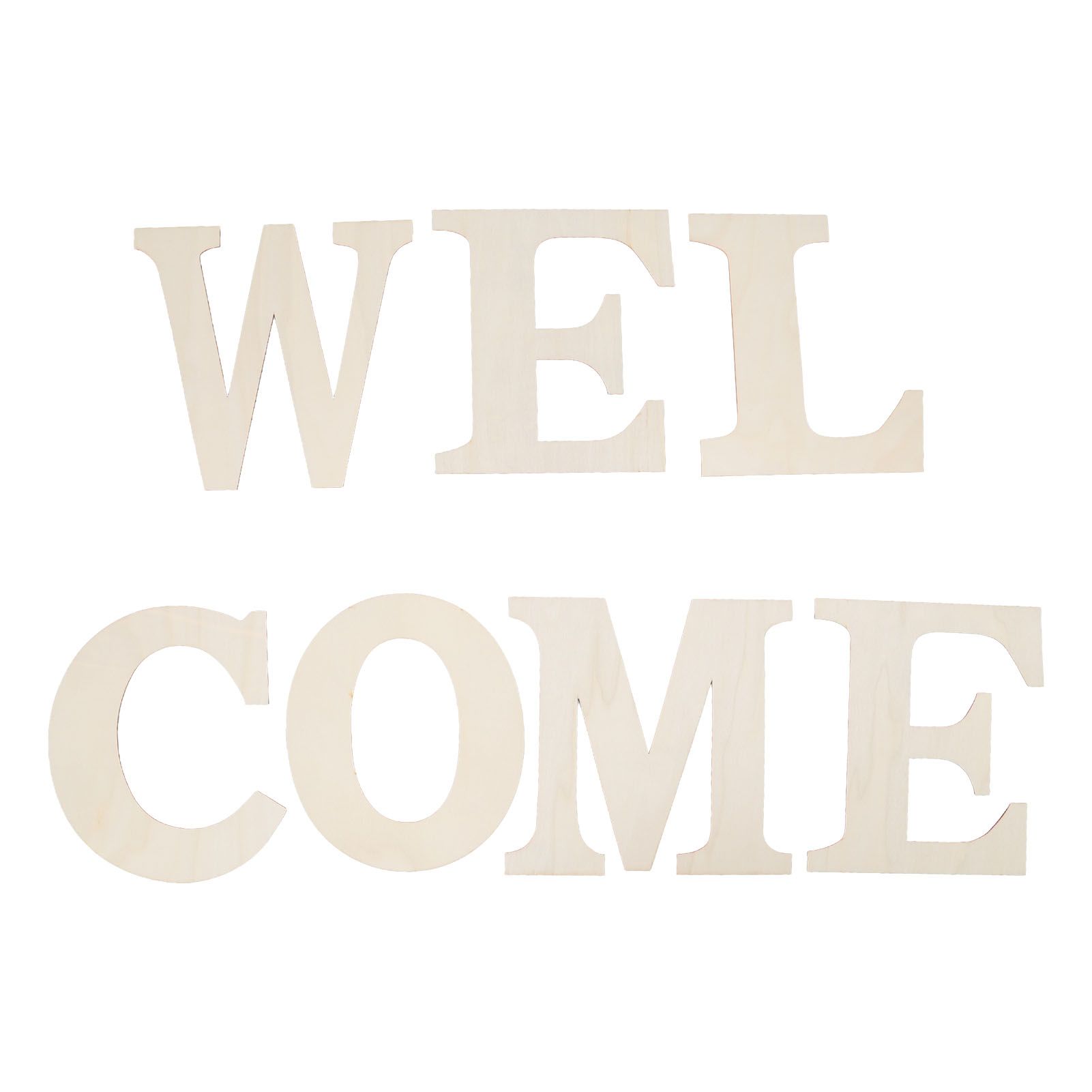 7PCS Welcome Sign Plywood 2mm Thickness Unpainted Welcome Decorative Letters for Wedding Party - Image 1