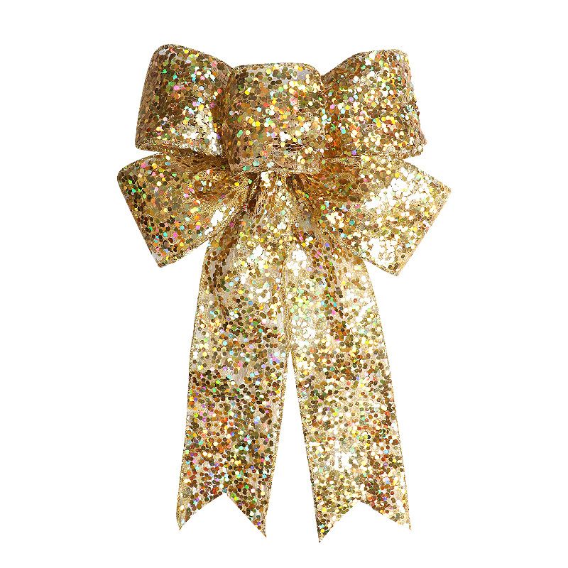 1pcs Christmas Decorative Bows Imitation Hemp Hand Crafted Ribbon Christmas Bow Knot Ornament for Christmas Party Home - Image 1