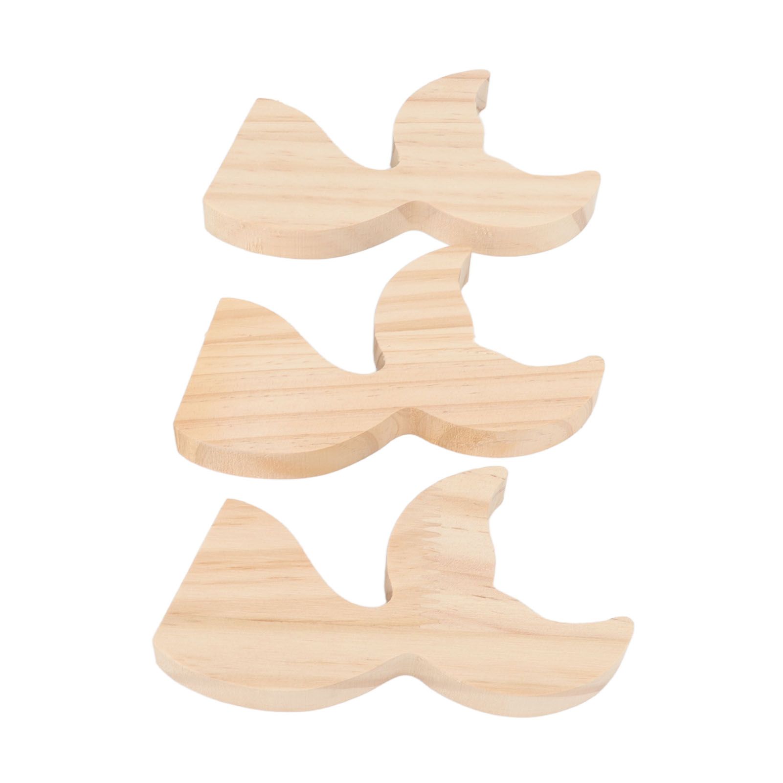 3 Pcs Fish Wood DIY Crafts Whale Tail Ornaments Whale Crafts for Childrens Playthings Toys - Image 1