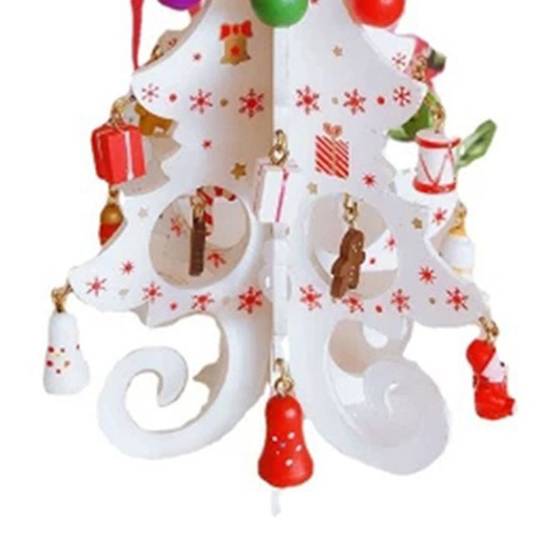 Wooden Christmas Tree Decoration 6 Pieces Vivid 3D Wooden Christmas Tree for Christmas Party White - Image 3