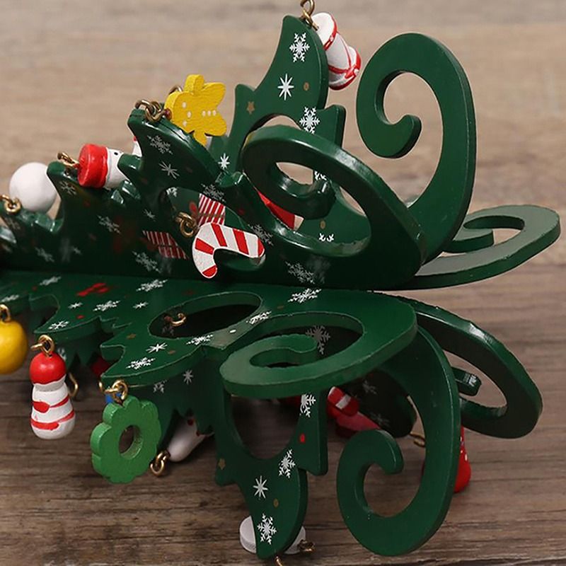 Wooden Christmas Tree Decoration 6 Pieces Vivid 3D Wooden Christmas Tree for Christmas Party Green - Image 5