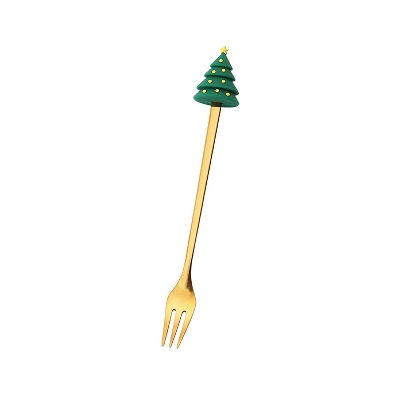 4PCS Christmas Spoon Fork Set Stainless Steel Santa Christmas Tree Shaped Decor Tableware for Home Dinner with Red Box - Image 3
