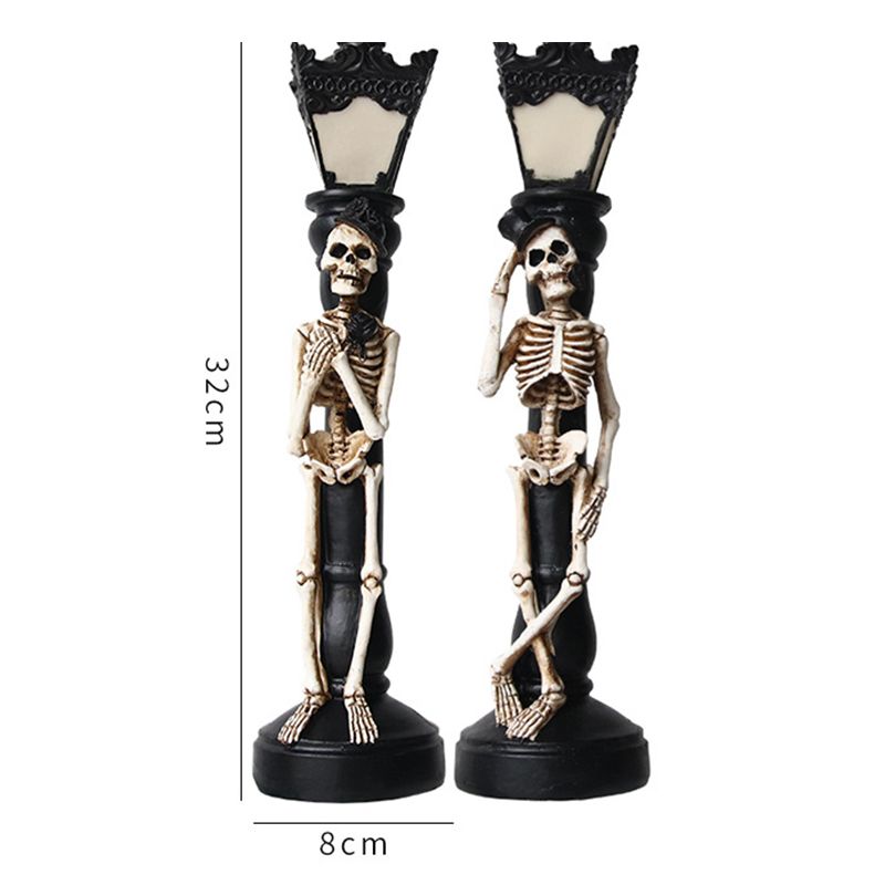 Halloween Skeleton Lamp Resin Decorative Glowing Halloween Ornaments Lamp for Festival Party 1 Pair Skeleton Street Lamps - Image 2