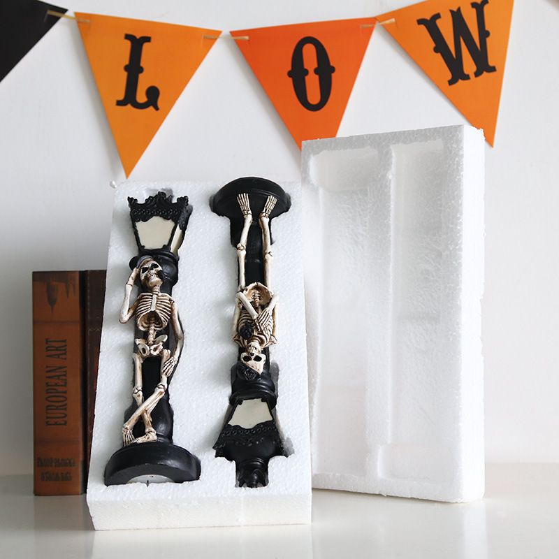 Halloween Skeleton Lamp Resin Decorative Glowing Halloween Ornaments Lamp for Festival Party 1 Pair Skeleton Street Lamps - Image 7