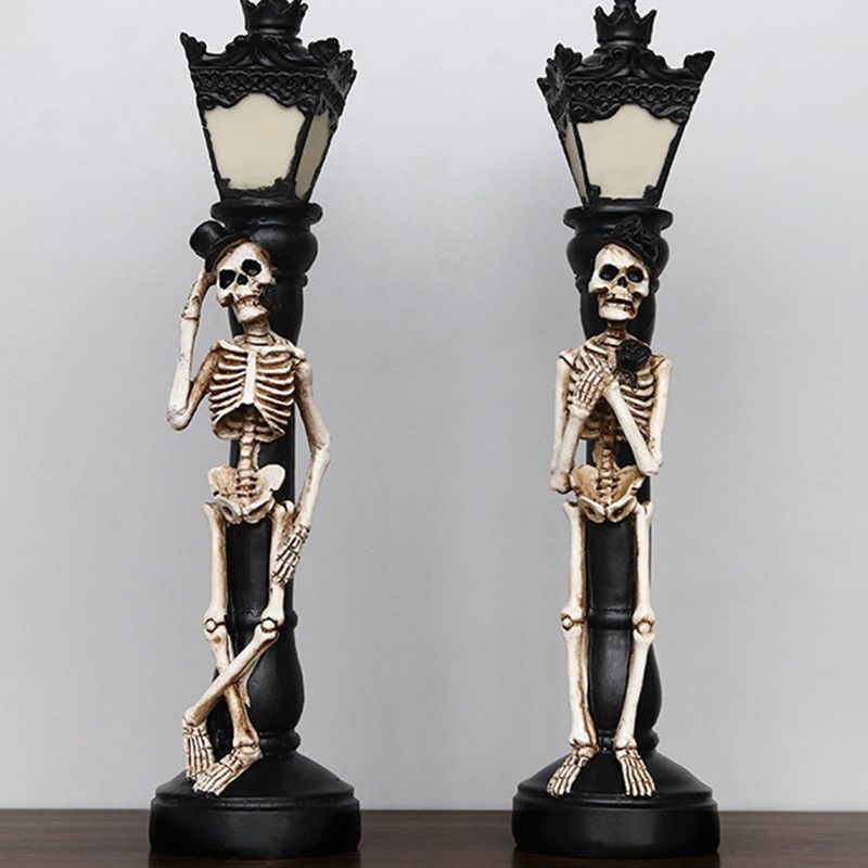 Halloween Skeleton Lamp Resin Decorative Glowing Halloween Ornaments Lamp for Festival Party 1 Pair Skeleton Street Lamps - Image 8