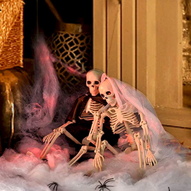 Halloween Skull Skeleton Decoration Simulated Human Plastic Bones Haunted House Decorative Skeleton Props Bride Bridegroom with Clothes - Image 7
