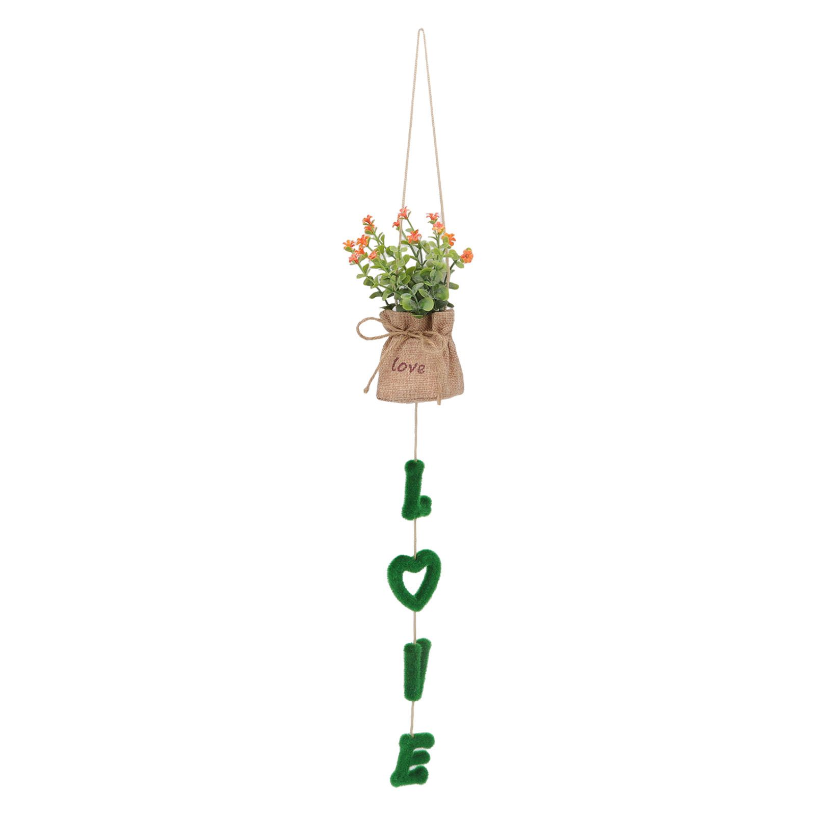 Love Hanging Flower Basket Plastic and Linen Hanging Artificial Flower for Home Wedding - Image 1