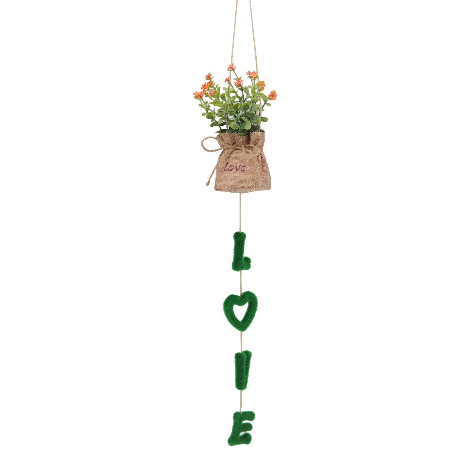Love Hanging Flower Basket Plastic and Linen Hanging Artificial Flower for Home Wedding - Image 2