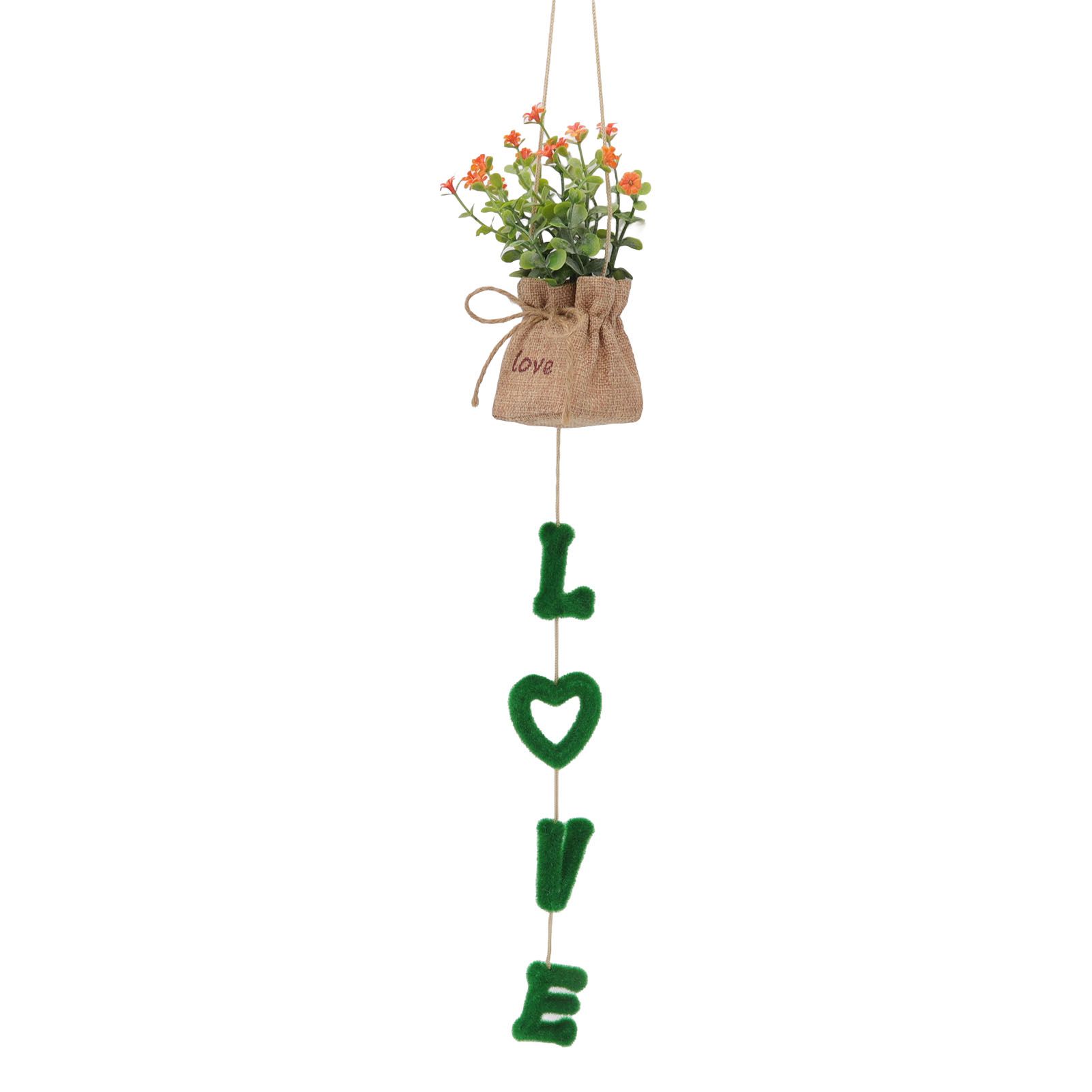 Love Hanging Flower Basket Plastic and Linen Hanging Artificial Flower for Home Wedding - Image 3