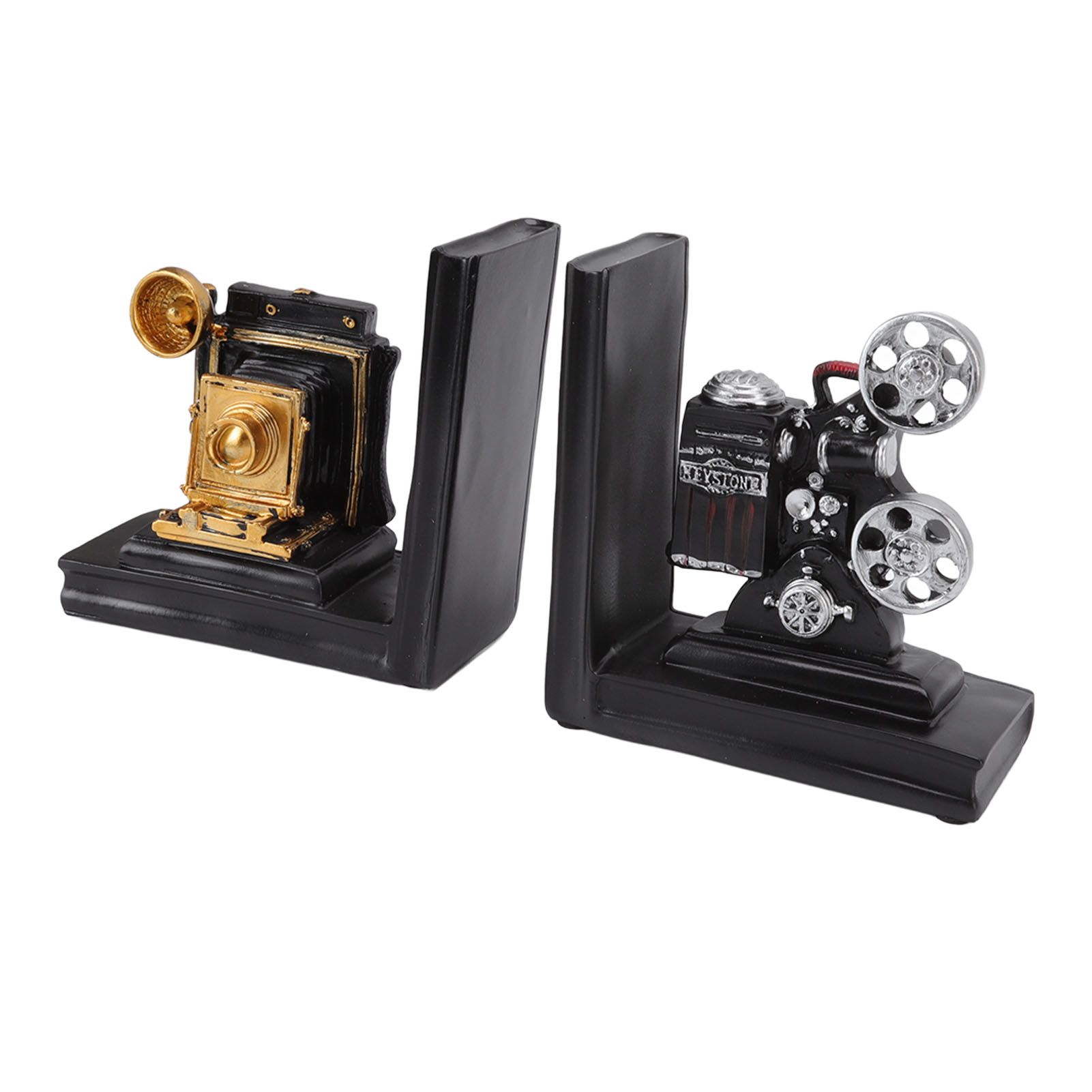 One Pair Shelf Book Ends Movie Projector Designed Resin Bookend Decoration for Study Home Office - Image 2
