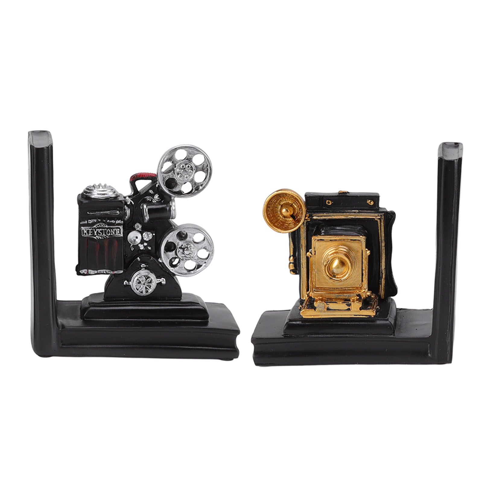 One Pair Shelf Book Ends Movie Projector Designed Resin Bookend Decoration for Study Home Office - Image 5