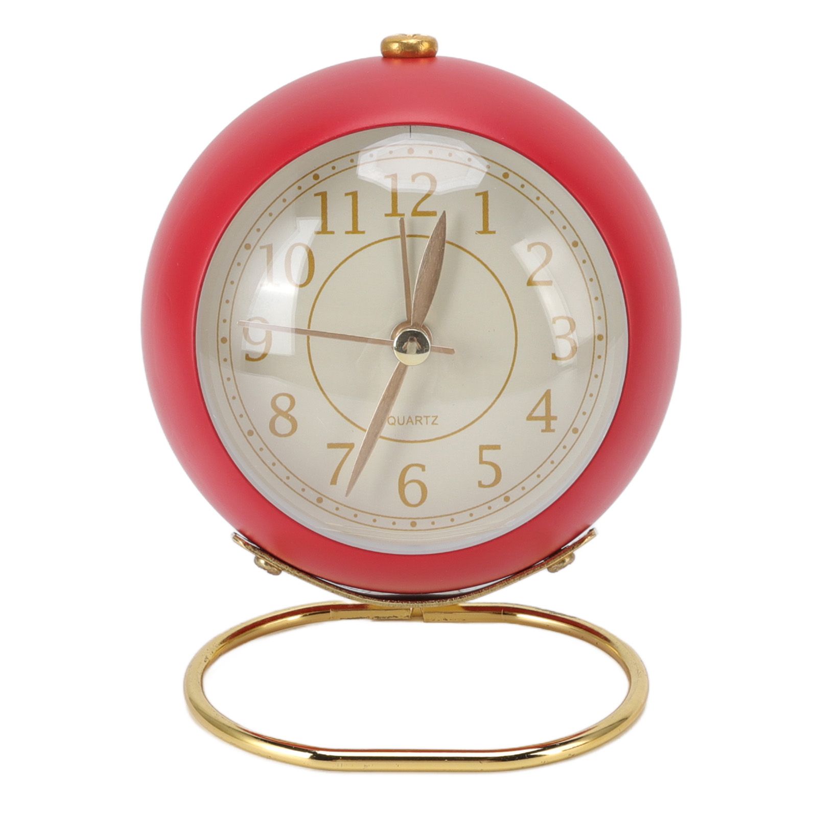 Retro Alarm Clock Silent Decorative Round Ring Base Small Quartz Alarm Clock with Ambient Night Light for Bedroom - Image 1