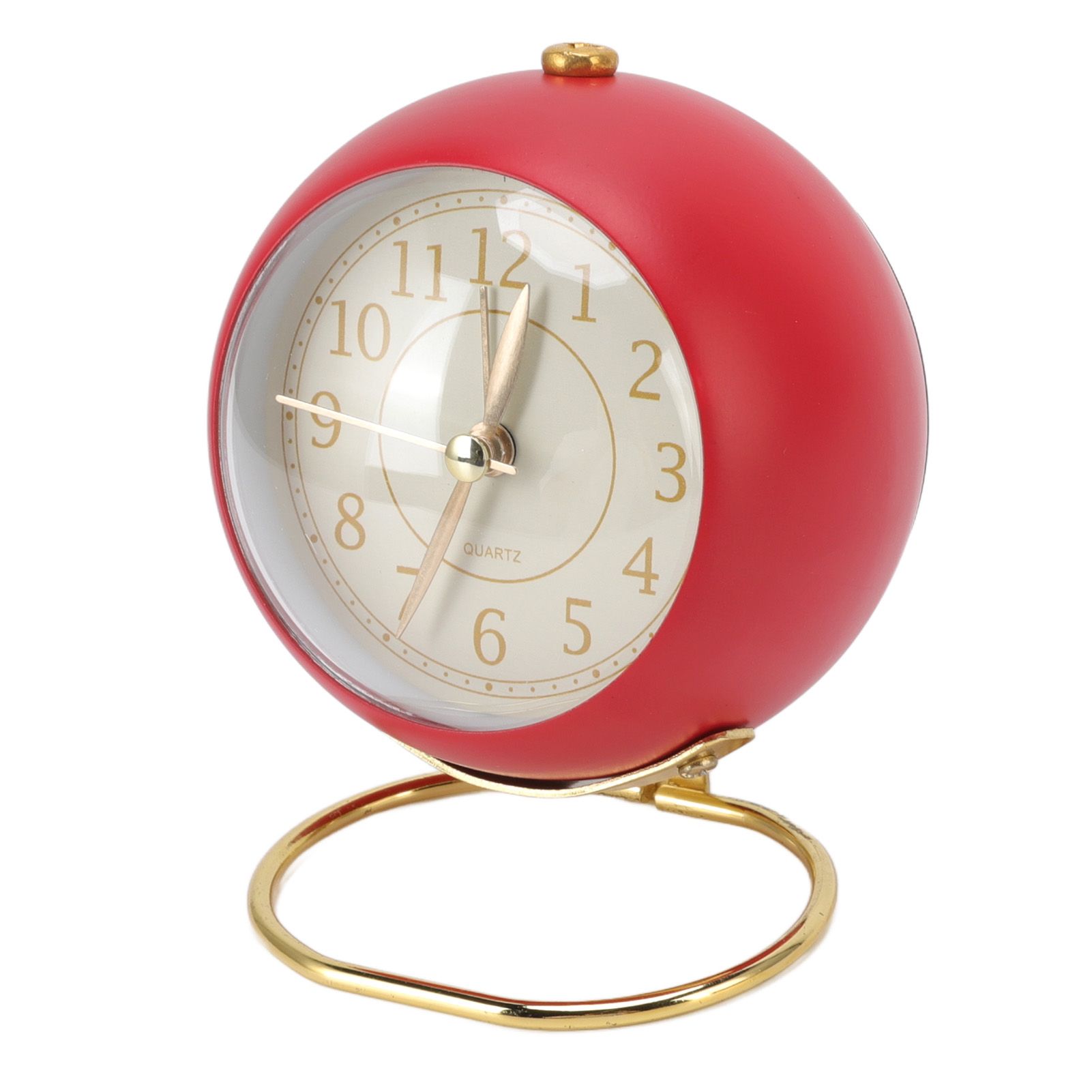 Retro Alarm Clock Silent Decorative Round Ring Base Small Quartz Alarm Clock with Ambient Night Light for Bedroom - Image 2