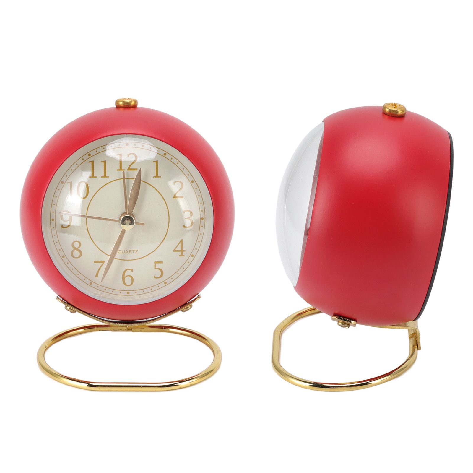 Retro Alarm Clock Silent Decorative Round Ring Base Small Quartz Alarm Clock with Ambient Night Light for Bedroom - Image 8