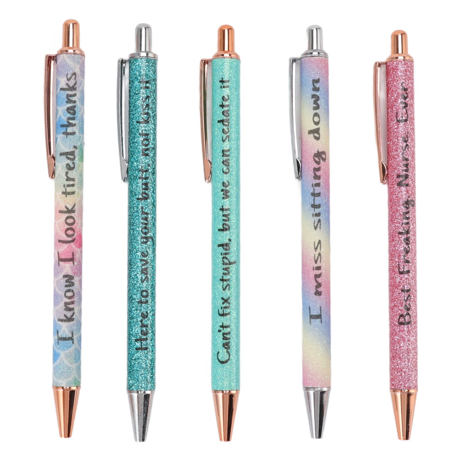 Ballpoint Pens Waterproof Ink Lightweight Portable Plastic Pressing Type Clip Design Writing Ballpoint Pens Set of 5pcs - Image 1