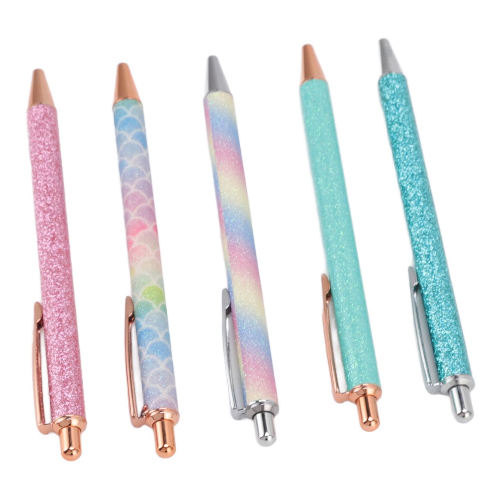 Ballpoint Pens Waterproof Ink Lightweight Portable Plastic Pressing Type Clip Design Writing Ballpoint Pens Set of 5pcs - Image 2