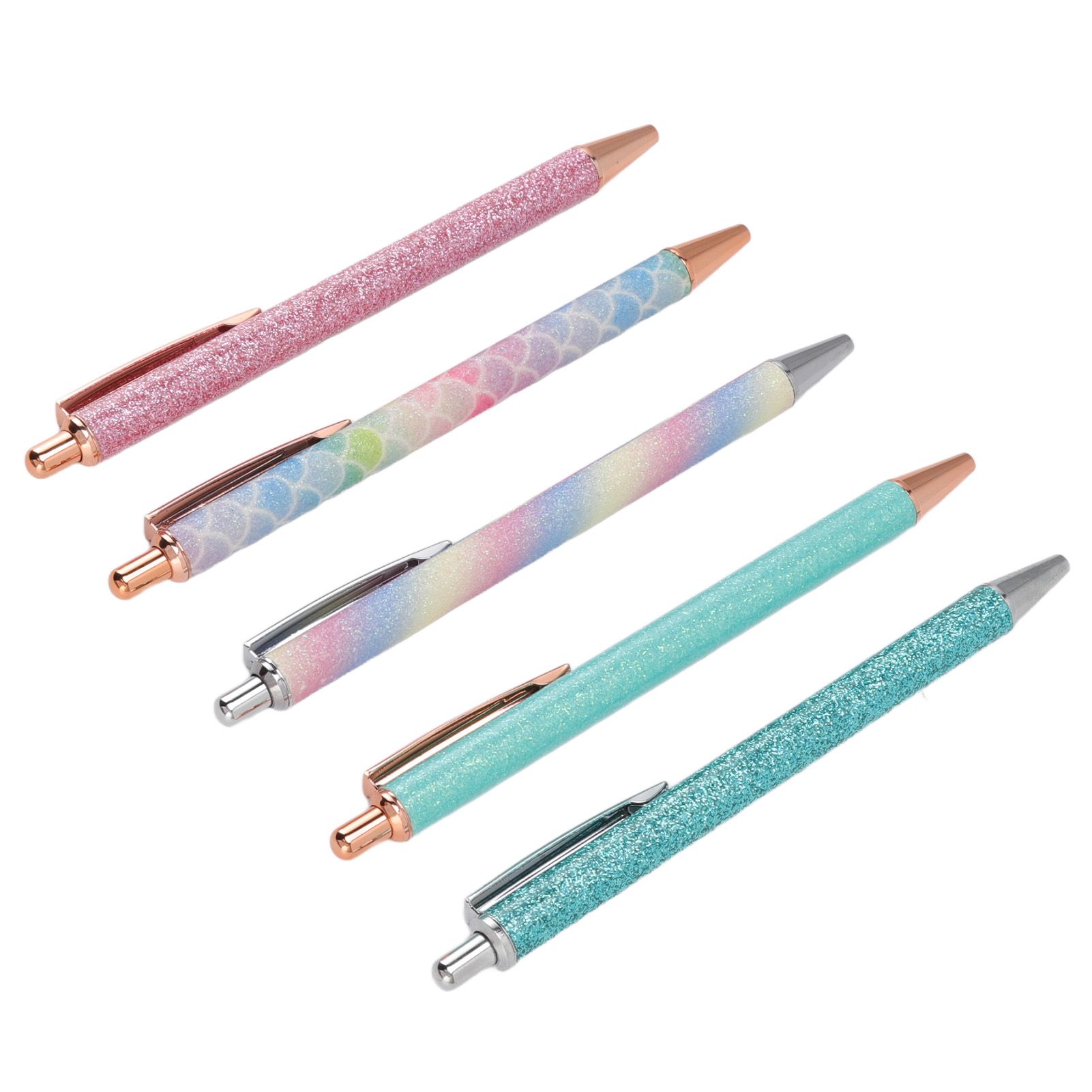 Ballpoint Pens Waterproof Ink Lightweight Portable Plastic Pressing Type Clip Design Writing Ballpoint Pens Set of 5pcs - Image 3