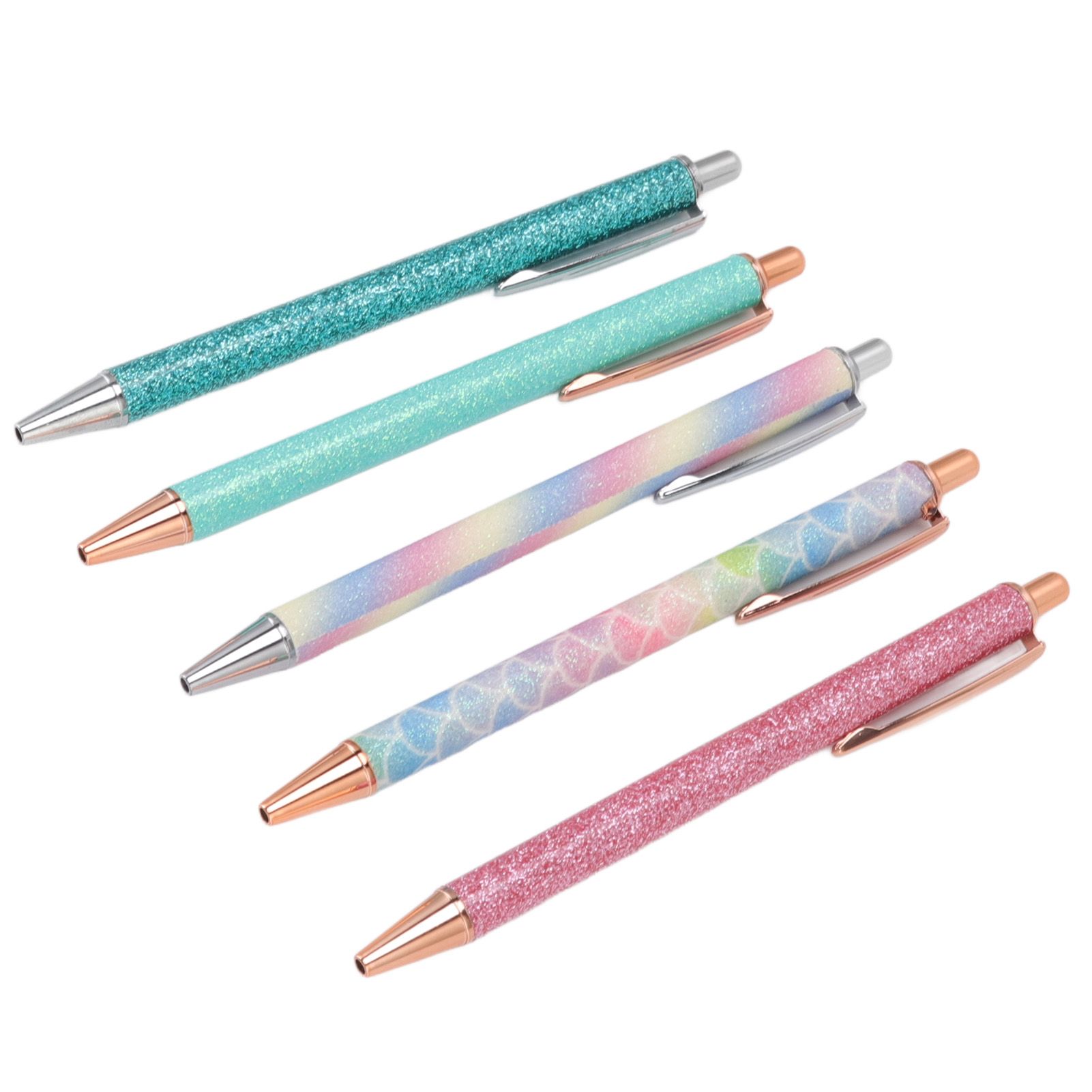 Ballpoint Pens Waterproof Ink Lightweight Portable Plastic Pressing Type Clip Design Writing Ballpoint Pens Set of 5pcs - Image 5