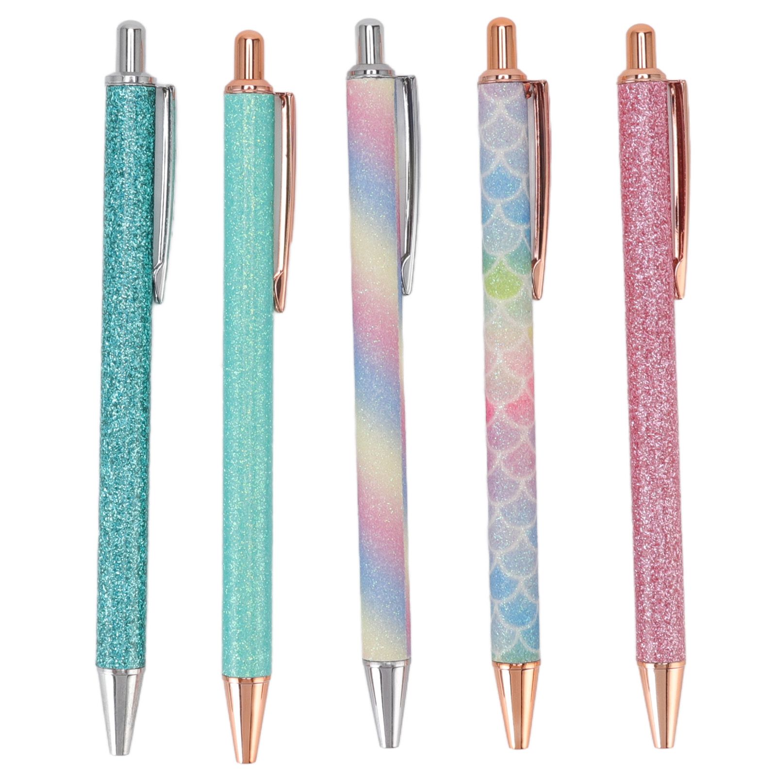 Ballpoint Pens Waterproof Ink Lightweight Portable Plastic Pressing Type Clip Design Writing Ballpoint Pens Set of 5pcs - Image 6