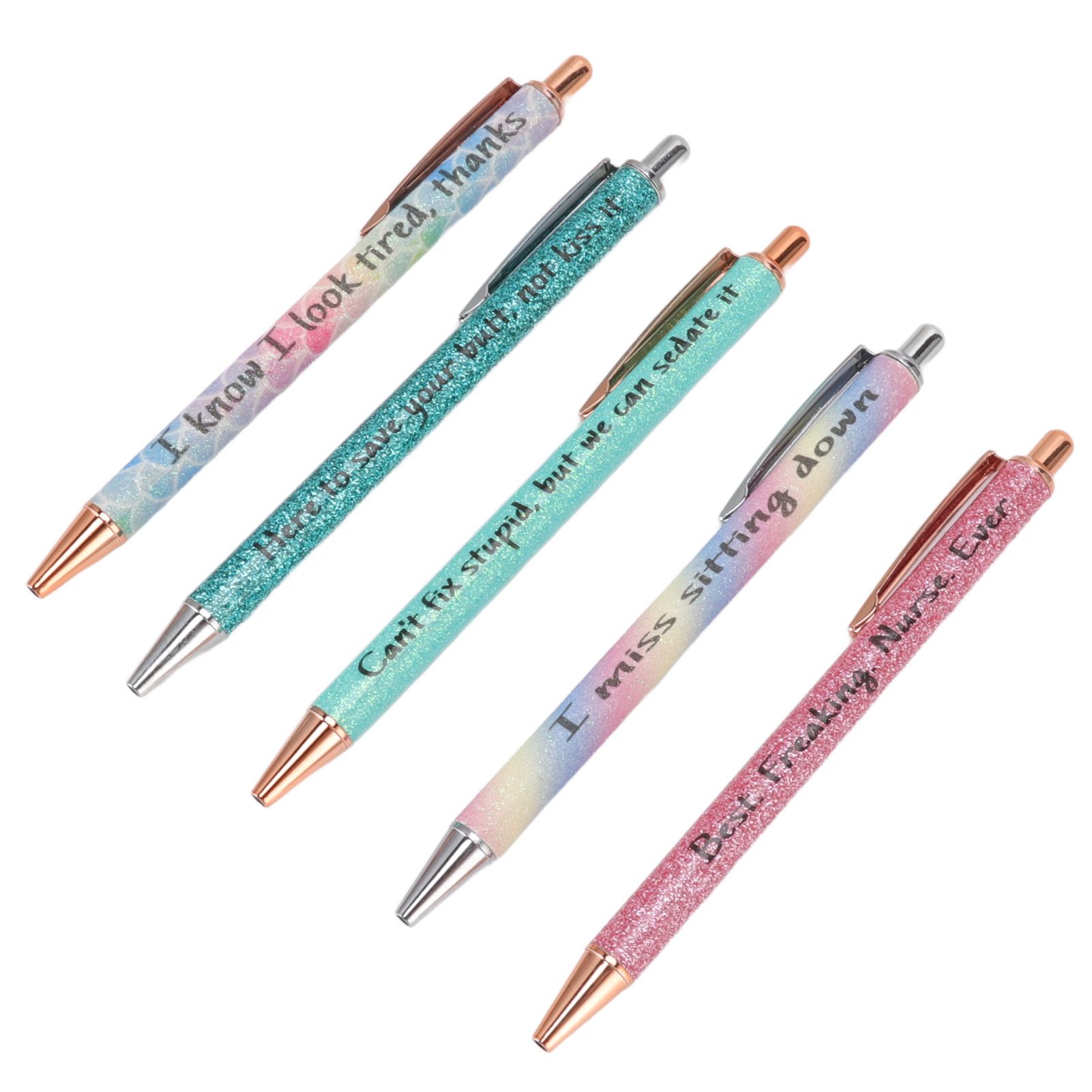Ballpoint Pens Waterproof Ink Lightweight Portable Plastic Pressing Type Clip Design Writing Ballpoint Pens Set of 5pcs - Image 7