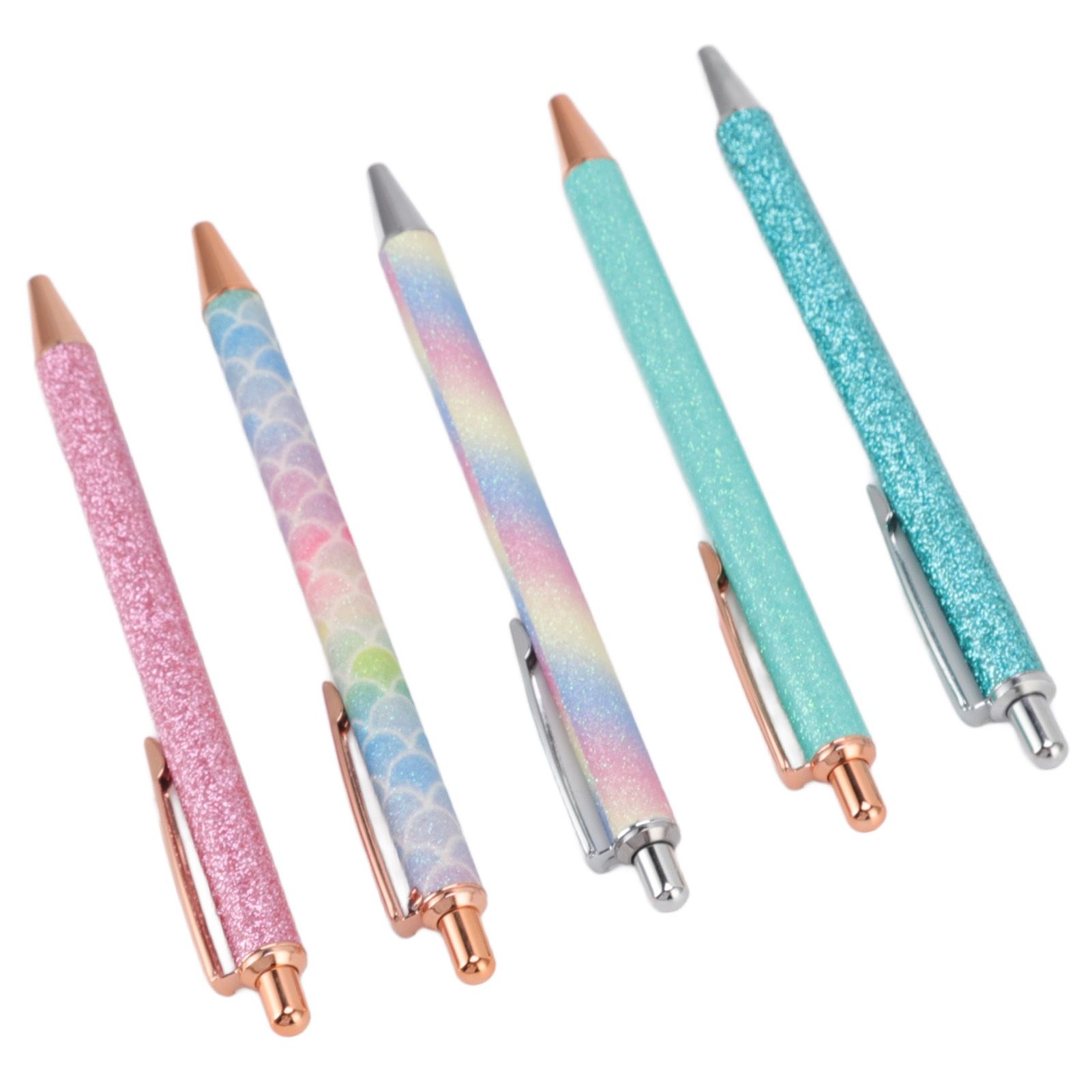 Ballpoint Pens Waterproof Ink Lightweight Portable Plastic Pressing Type Clip Design Writing Ballpoint Pens Set of 5pcs - Image 8