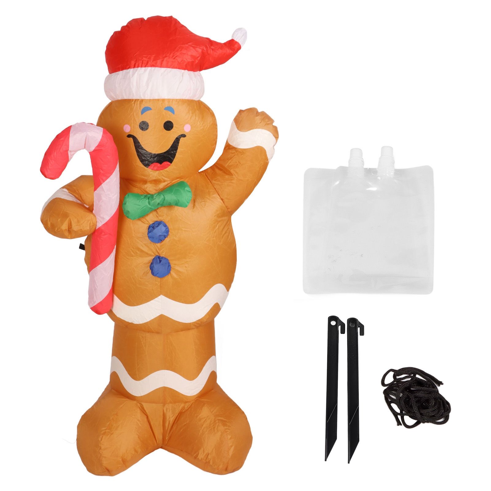 1.5m Height Christmas Inflatables Gingerbread Man with Candy Canes Blow Up Yard Decoration Snowman with LED Lights AU Plug 100‑240V - Image 1