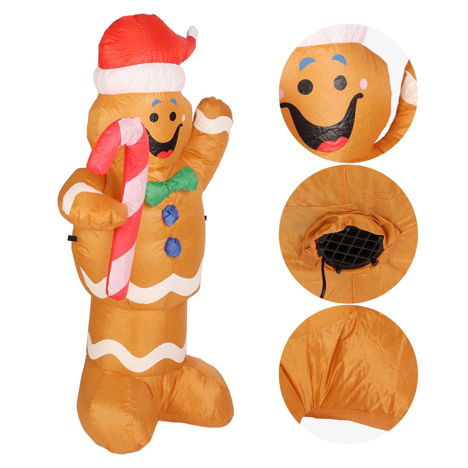 1.5m Height Christmas Inflatables Gingerbread Man with Candy Canes Blow Up Yard Decoration Snowman with LED Lights AU Plug 100‑240V - Image 8