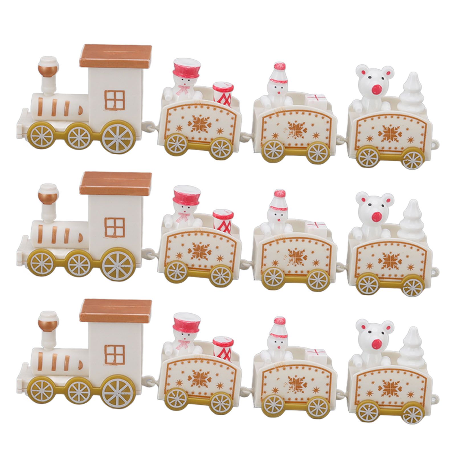 3 Sets Small Train Christmas Decorations Exquisite Mini Train Decor Set Christmas Decoration Props White - Image 1