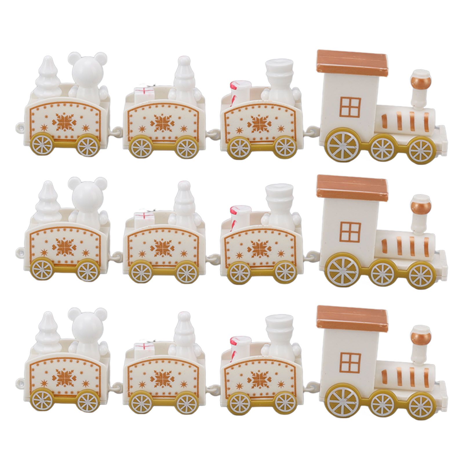 3 Sets Small Train Christmas Decorations Exquisite Mini Train Decor Set Christmas Decoration Props White - Image 2