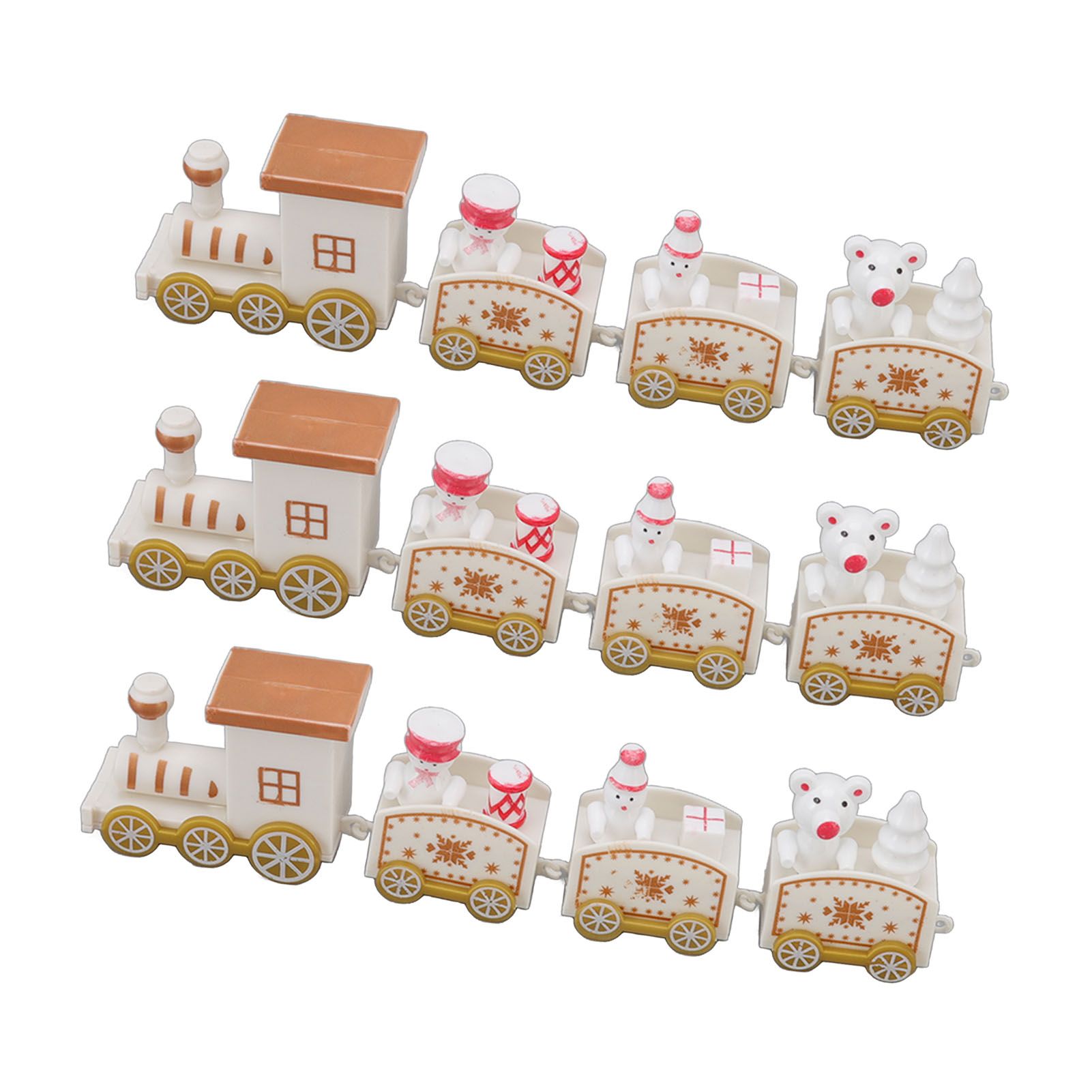 3 Sets Small Train Christmas Decorations Exquisite Mini Train Decor Set Christmas Decoration Props White - Image 3