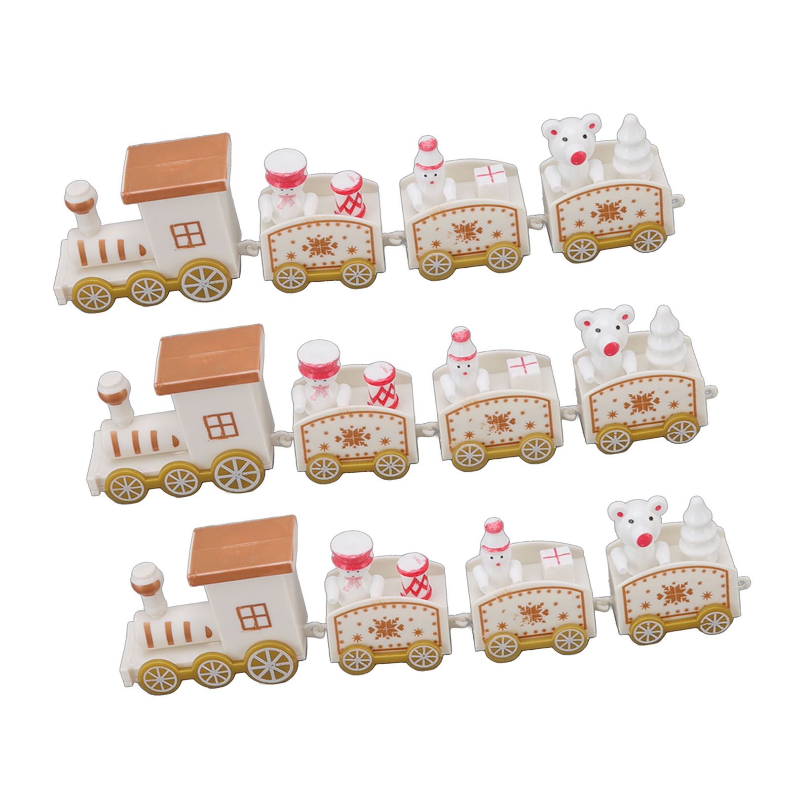 3 Sets Small Train Christmas Decorations Exquisite Mini Train Decor Set Christmas Decoration Props White - Image 4