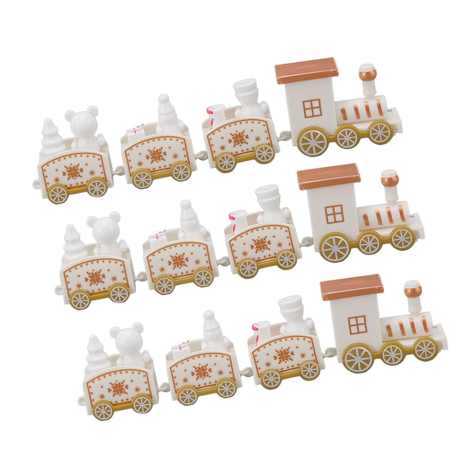 3 Sets Small Train Christmas Decorations Exquisite Mini Train Decor Set Christmas Decoration Props White - Image 5
