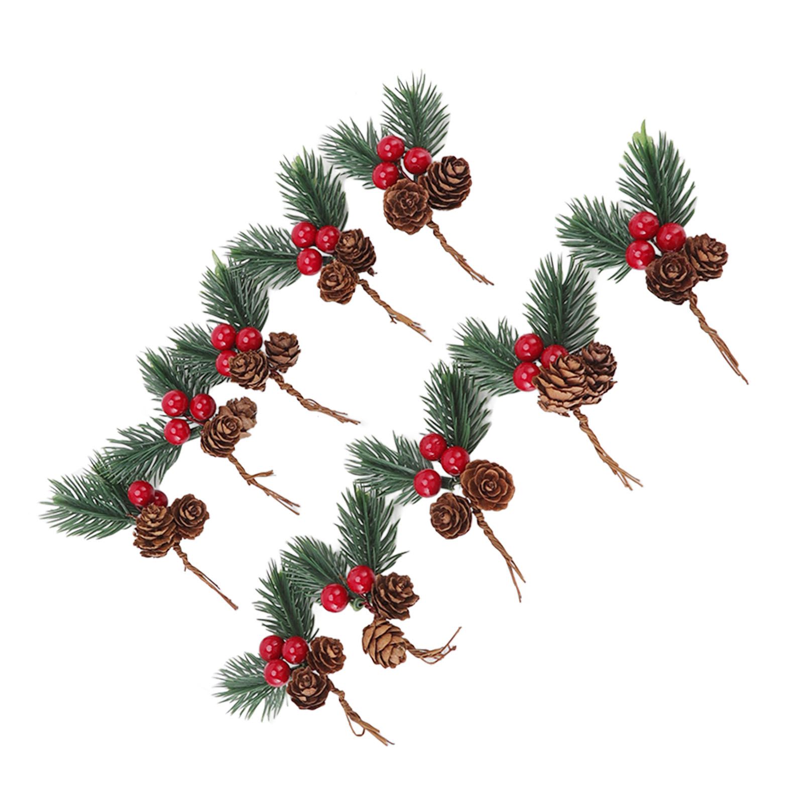 10Pcs Christmas Picks Pinecone Red Berry Pin Needle Artificial Delicate Christmas Decorations - Image 4