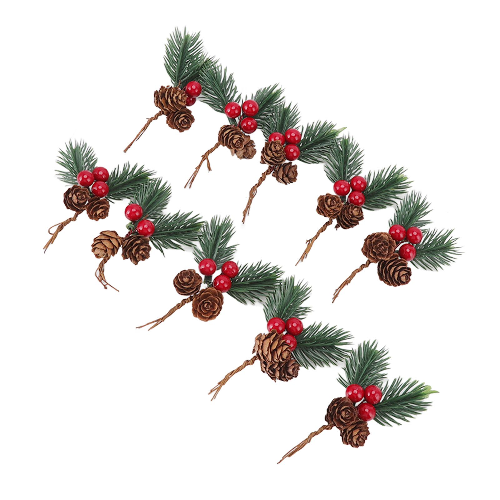 10Pcs Christmas Picks Pinecone Red Berry Pin Needle Artificial Delicate Christmas Decorations - Image 6