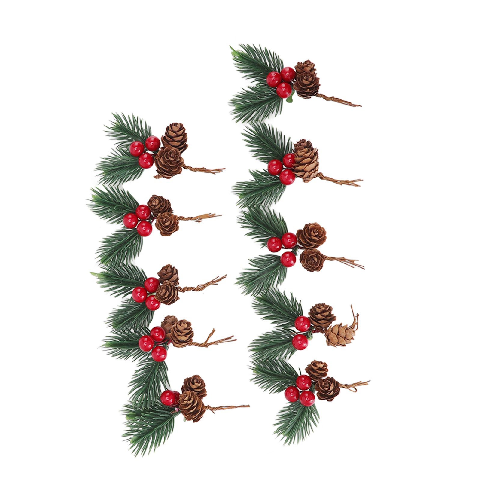 10Pcs Christmas Picks Pinecone Red Berry Pin Needle Artificial Delicate Christmas Decorations - Image 7