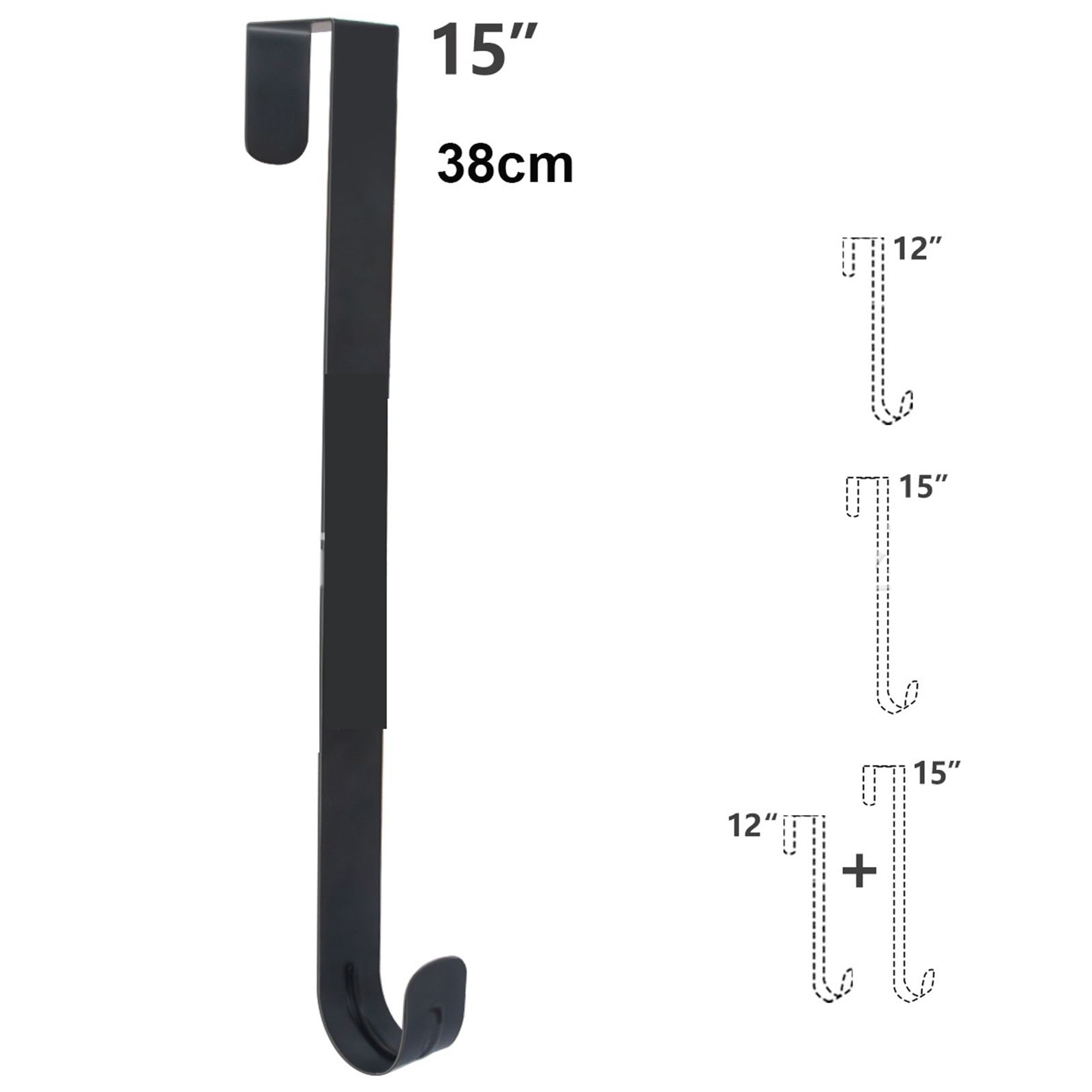 Adjustable Wreath Door Hanger Damage Free Wreaths Hanging Over The Door Hooks Iron Door Hanger for Christmas Wreath Black - Image 7