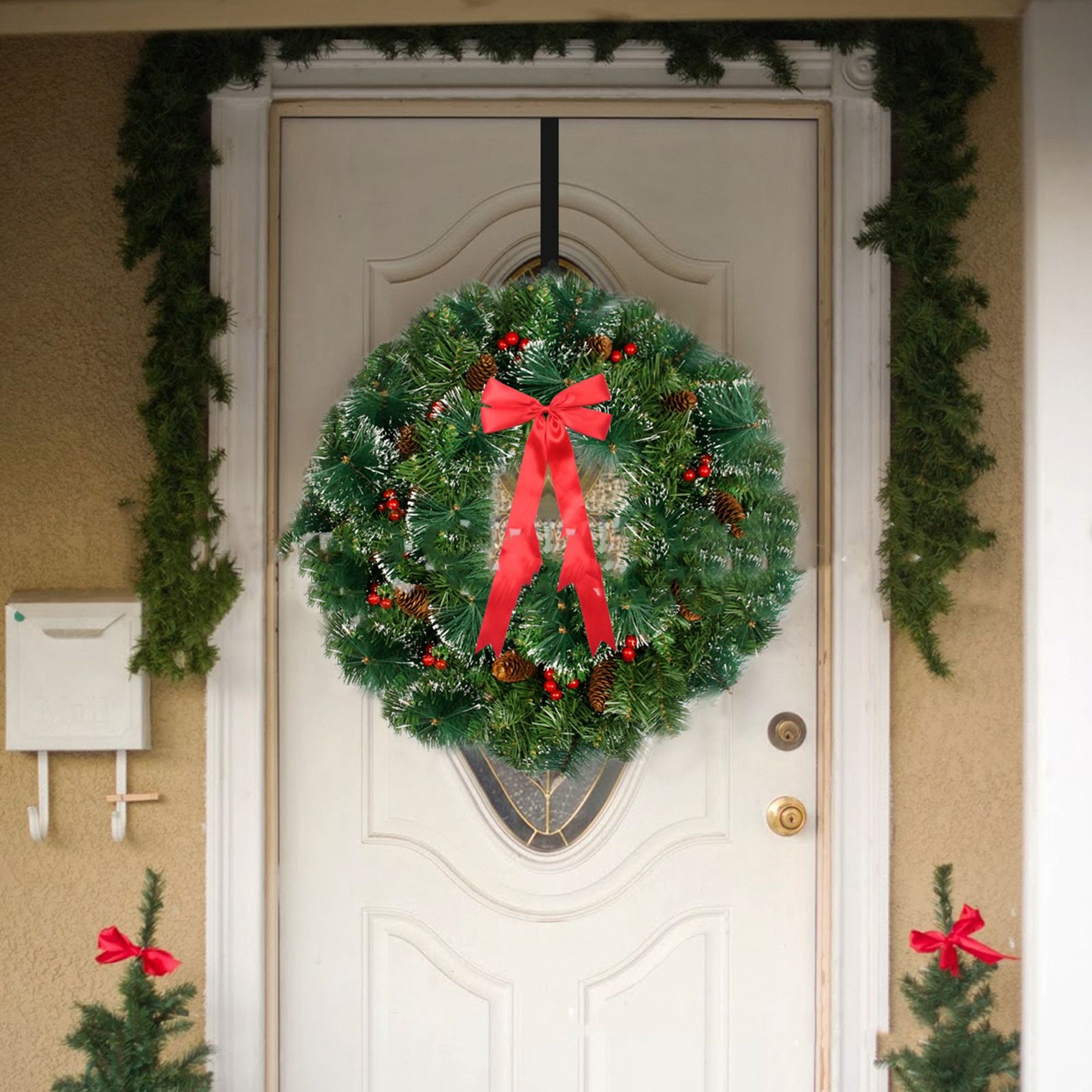 Adjustable Wreath Door Hanger Damage Free Wreaths Hanging Over The Door Hooks Iron Door Hanger for Christmas Wreath Black - Image 8