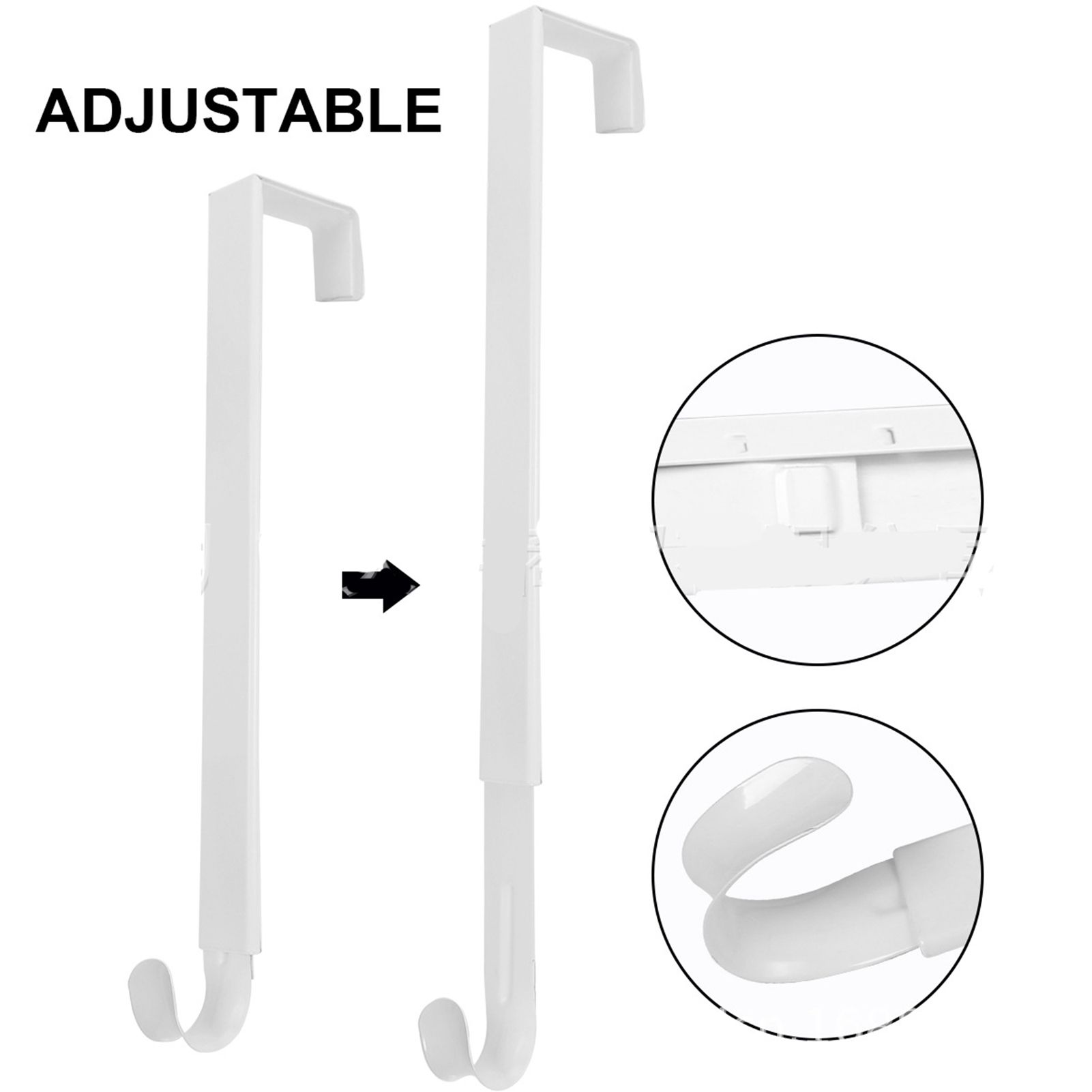 Adjustable Wreath Door Hanger Damage Free Wreaths Hanging Over The Door Hooks Iron Door Hanger for Christmas Wreath White - Image 6