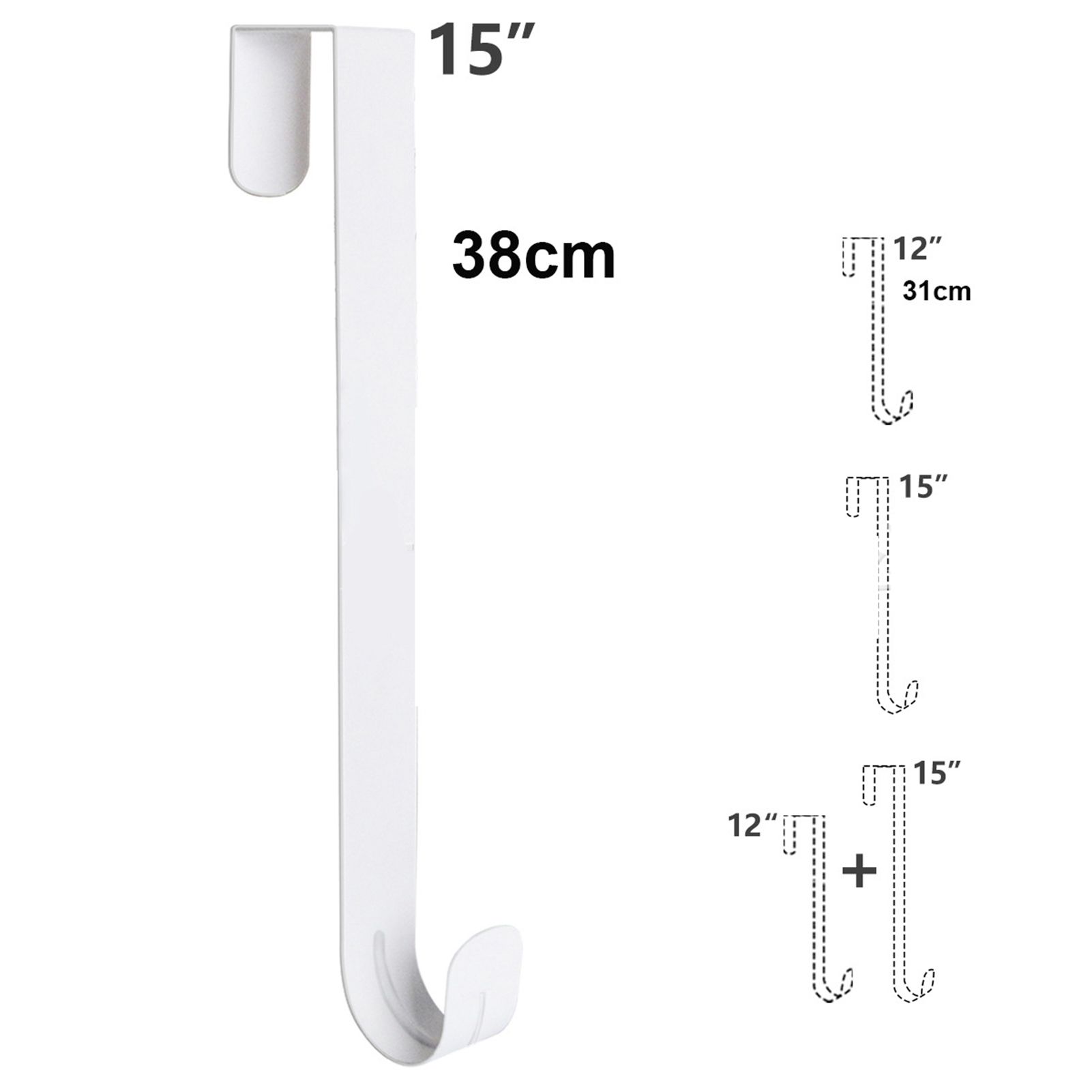 Adjustable Wreath Door Hanger Damage Free Wreaths Hanging Over The Door Hooks Iron Door Hanger for Christmas Wreath White - Image 7