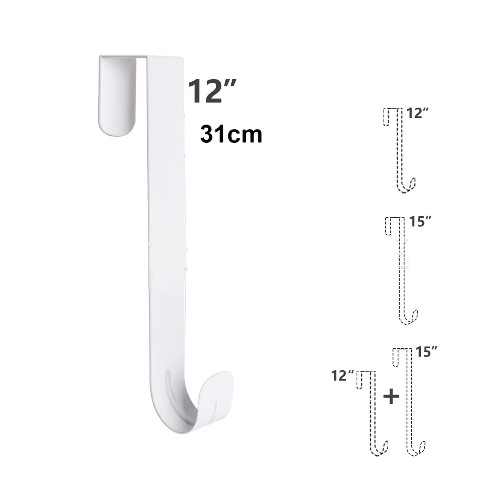 Adjustable Wreath Door Hanger Damage Free Wreaths Hanging Over The Door Hooks Iron Door Hanger for Christmas Wreath White - Image 8