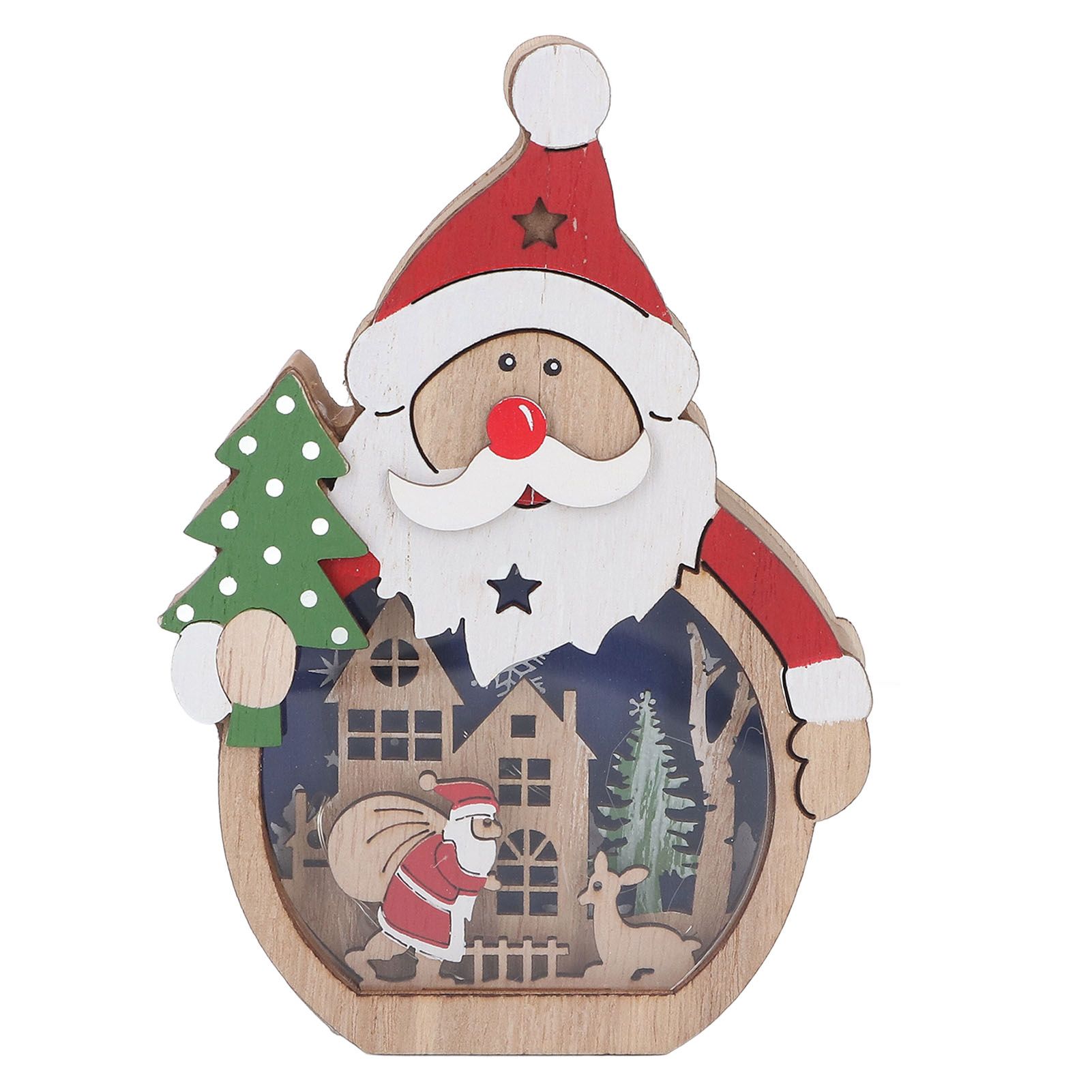 Luminous Christmas Ornament LED Light Emitting Wooden Christmas Decorations Ornaments Gifts for Hotel Window Display Old Man - Image 1