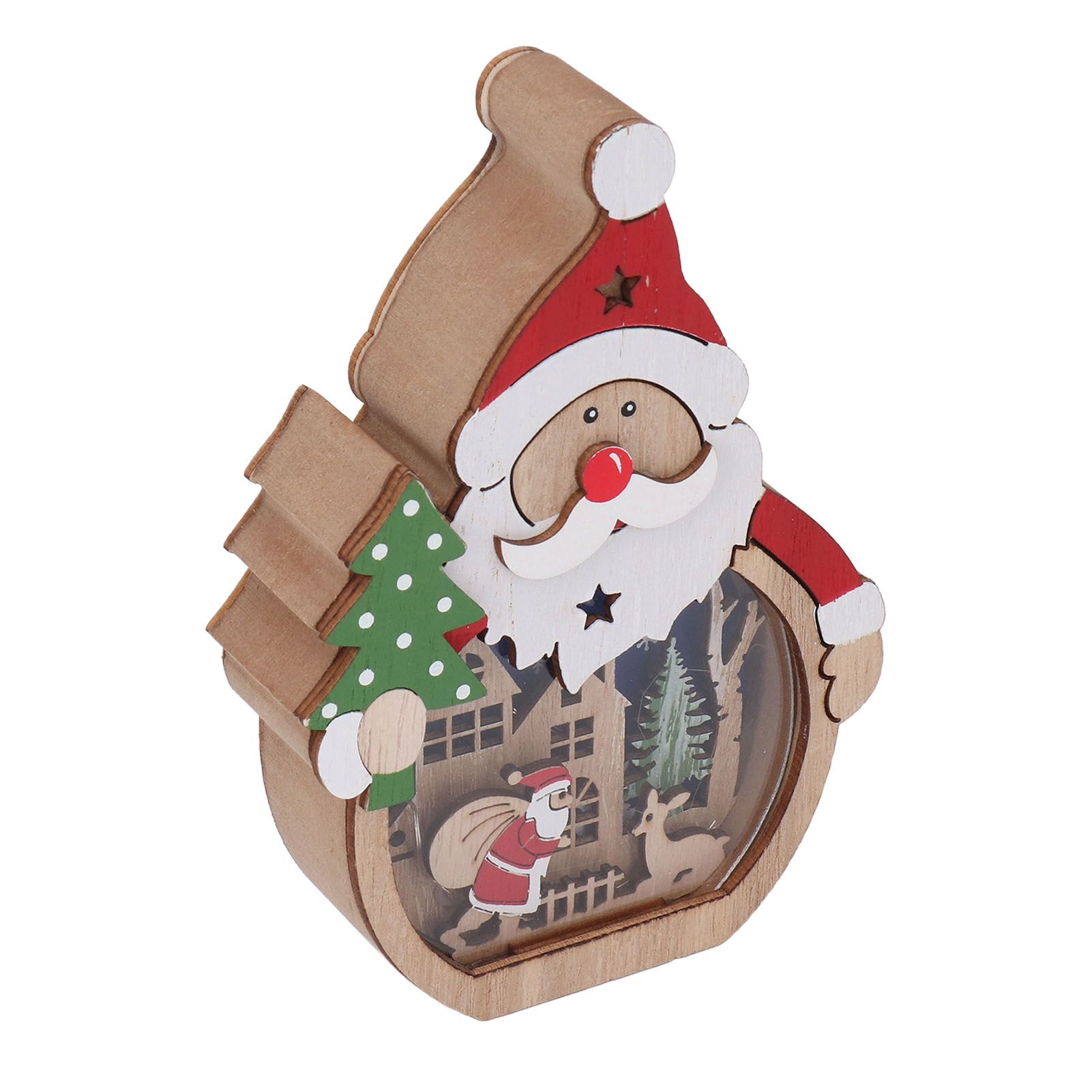 Luminous Christmas Ornament LED Light Emitting Wooden Christmas Decorations Ornaments Gifts for Hotel Window Display Old Man - Image 2