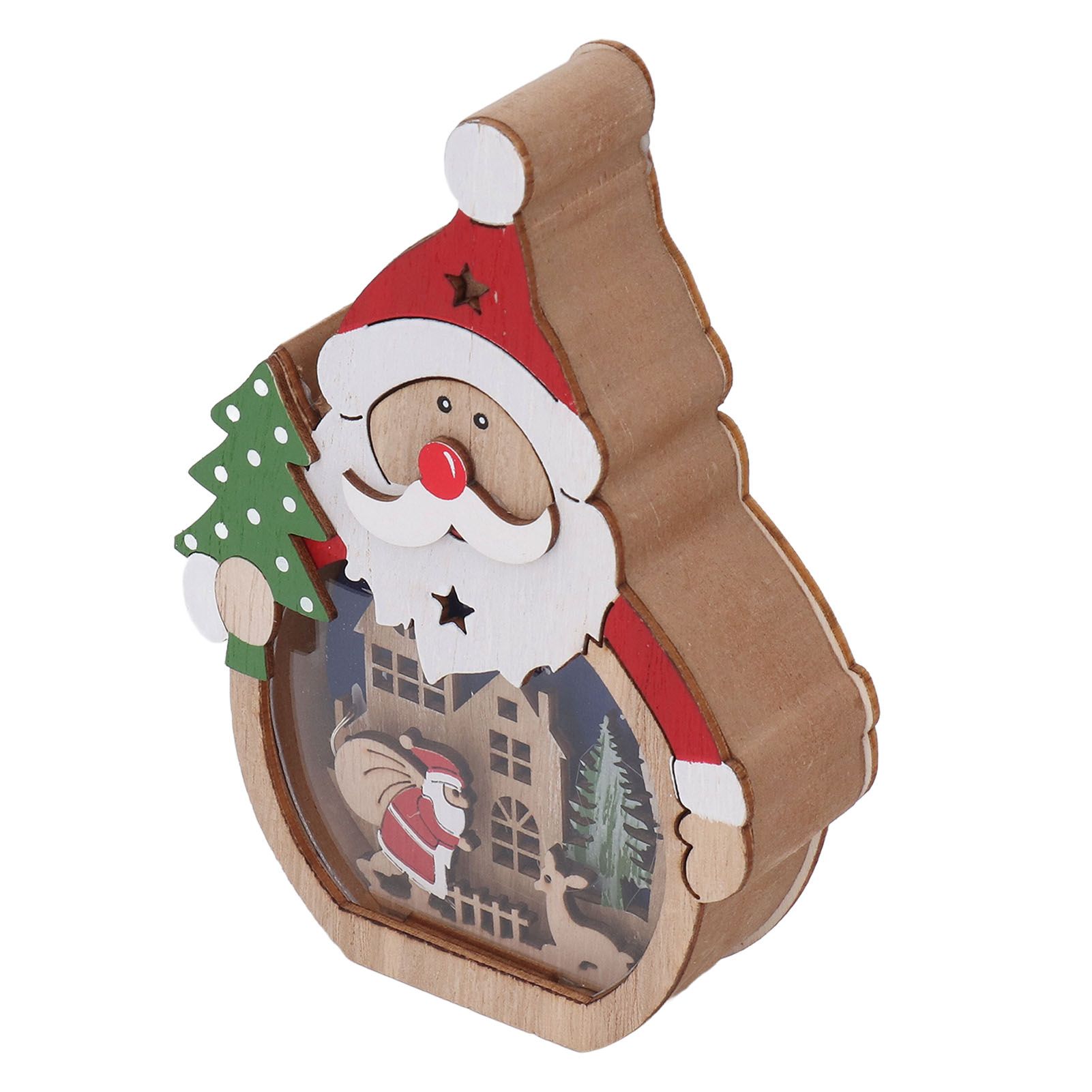 Luminous Christmas Ornament LED Light Emitting Wooden Christmas Decorations Ornaments Gifts for Hotel Window Display Old Man - Image 3