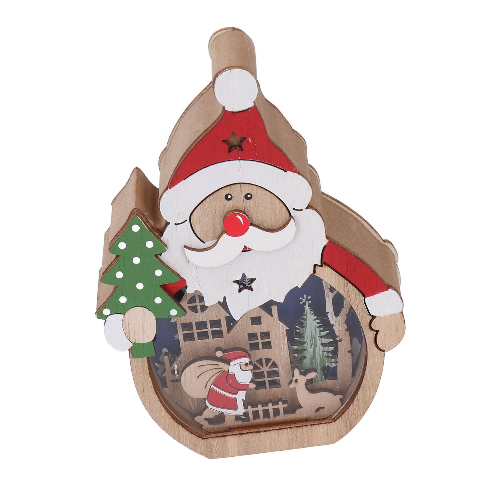 Luminous Christmas Ornament LED Light Emitting Wooden Christmas Decorations Ornaments Gifts for Hotel Window Display Old Man - Image 4