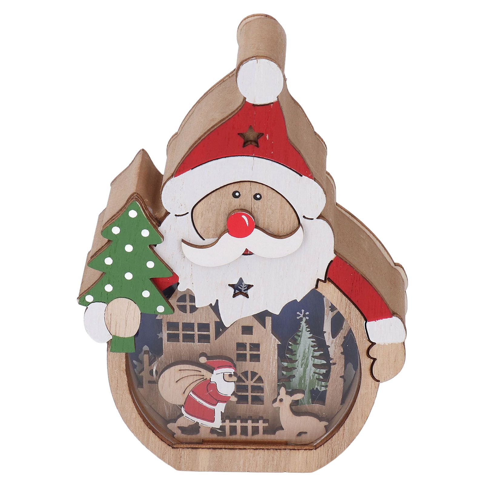 Luminous Christmas Ornament LED Light Emitting Wooden Christmas Decorations Ornaments Gifts for Hotel Window Display Old Man - Image 5