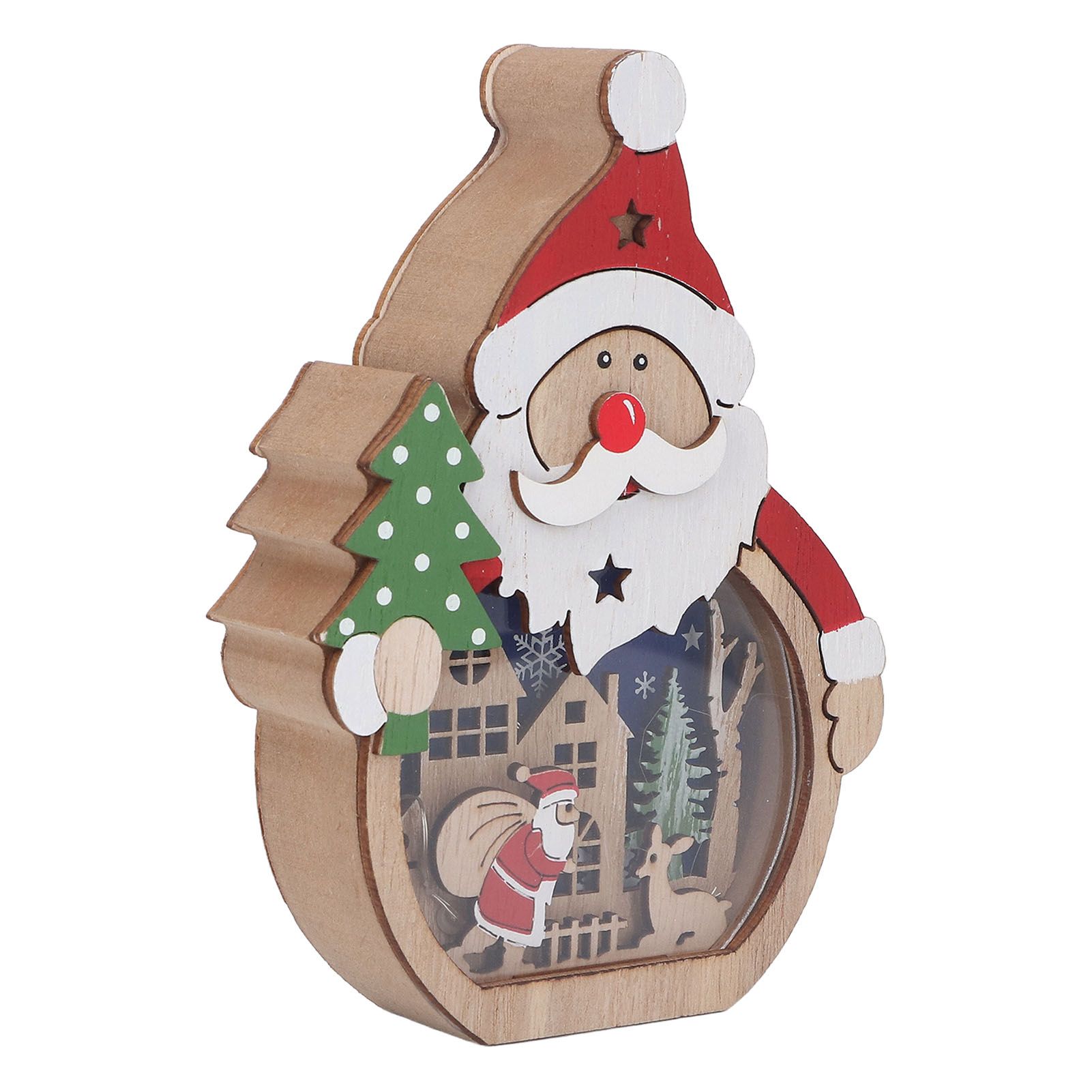 Luminous Christmas Ornament LED Light Emitting Wooden Christmas Decorations Ornaments Gifts for Hotel Window Display Old Man - Image 6