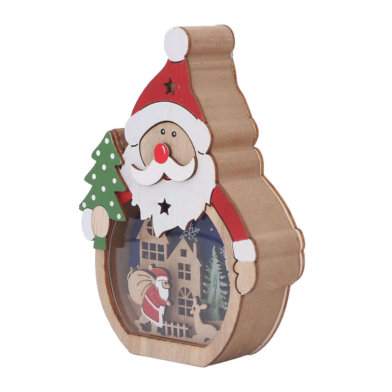 Luminous Christmas Ornament LED Light Emitting Wooden Christmas Decorations Ornaments Gifts for Hotel Window Display Old Man - Image 7