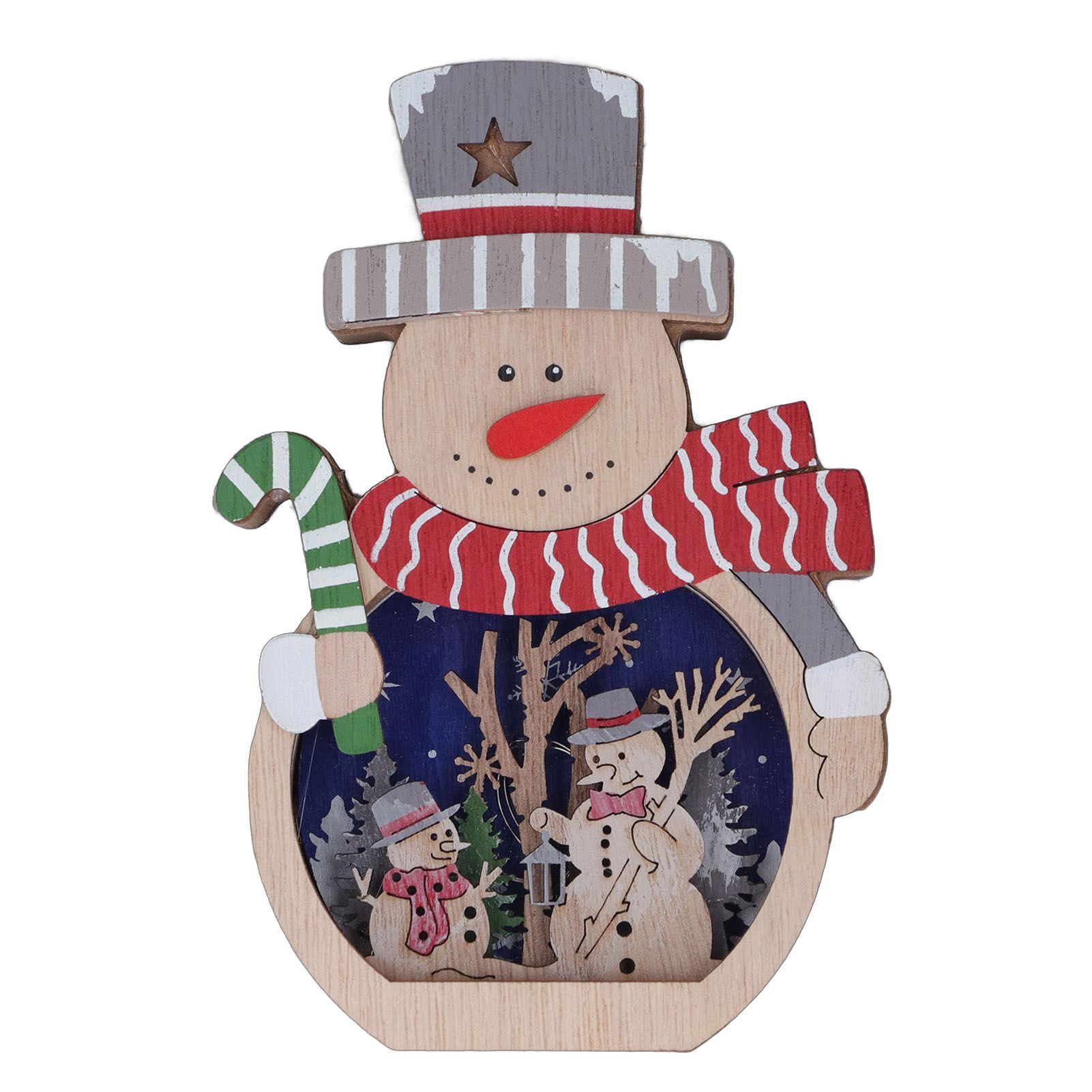 Luminous Christmas Ornament LED Light Emitting Wooden Christmas Decorations Ornaments Gifts for Hotel Window Display Snowman - Image 1